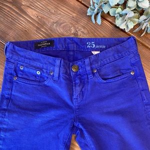 J. Crew Toothpick royal blue jeans